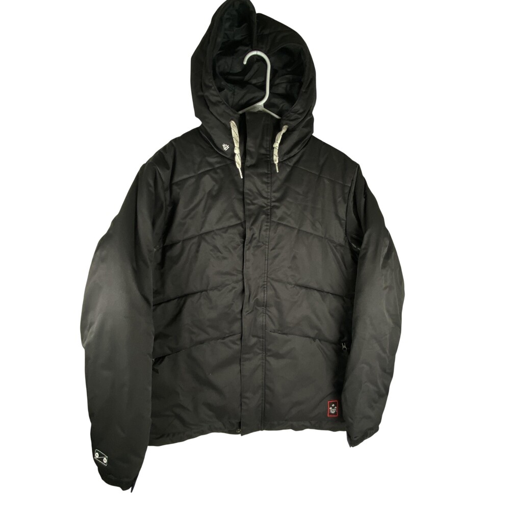 Burton Snowboard Jacket Mens XS Black The White Collection Hooded Ski Insulated